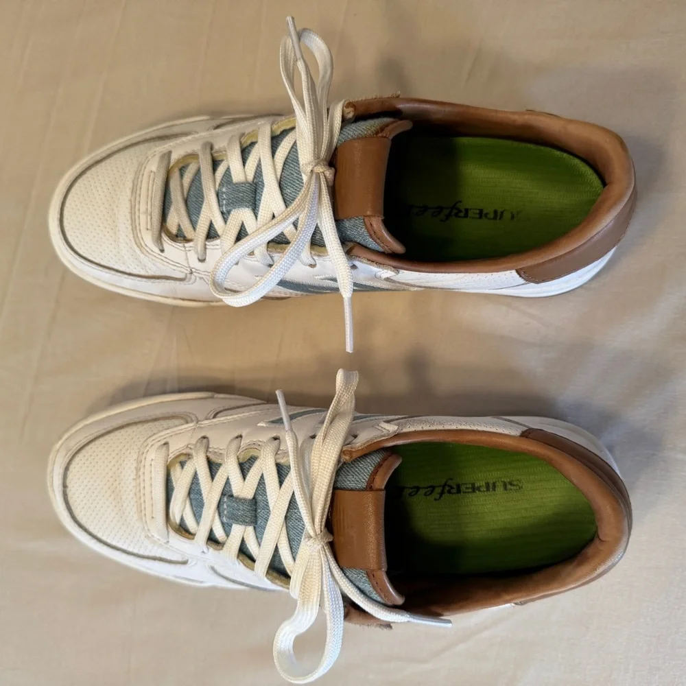 New Balance Revlite White, Brown and Jean  Sneakers Size 9 - Picture 3 of 10
